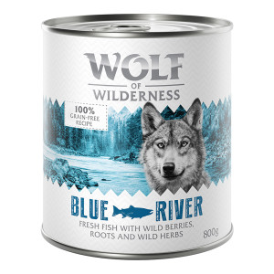 Korzystny pakiet Wolf of Wilderness Monoprotein Adult, 12 x 800 g - Blue River, ryba