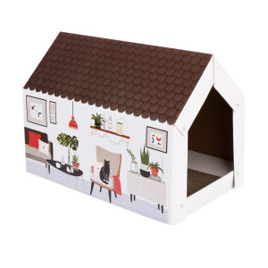 Domek dla kota XL Home z matą do drapania - Winter - Dł. x szer. x wys.: 58 x 36 x 41 cm