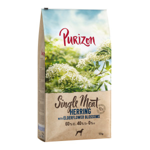 Dwupak Purizon, 2 x 12 kg - Single Meat Adult, śledź z kwiatami czarnego bzu