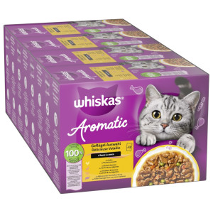 Megapakiet Whiskas 1+ Aromatic Selection, 96 x 85 g - Drób w sosie