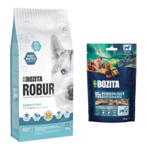 7,5 kg / 12 kg Bozita Robur + Bozita Meaty Bites, renifer i kaczka, 2 x 70 g gratis! - Sensitive Grainfree, renifer, 12 kg