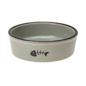 Karlie ceramiczna miska dla kota, szara - 200 ml, Ø 12 cm