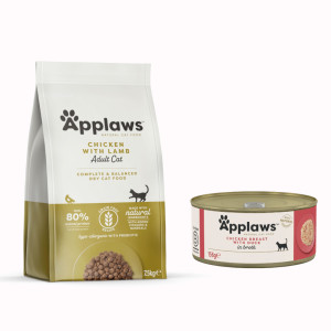 Zestaw Applaws Adult/Senior 6 kg / 7,5 kg + Applaws w bulionie 6 x 156 g w super cenie! - Adult z kurczakiem i jagnieciną, 7,5 kg + Pierś z kurczaka z kaczką, 6 x 156g