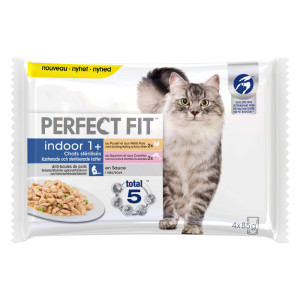 Perfect Fit Sterilise Indoor Adult 1+ - Kurczak i łosoś, 4 x 85 g
