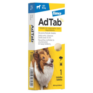 AdTabâ„¢ tabletki do rozgryzania i Å¼ucia przeciw pchÅ‚om i kleszczom dla psÃ³w - 1szt., 900 mg, dla psÃ³w o wadze 22 - 45 kg
