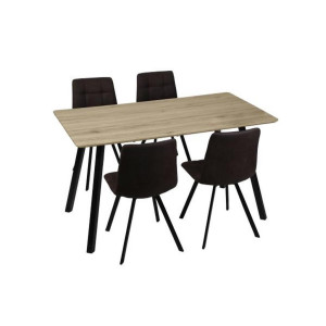 Livetastic Tischgruppe, Anthrazit, Schwarz, Eiche, Holz, Metall, Textil, Pappel, Sperrholz, Rundrohr, Esszimmer, Tische, Esstische