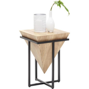 Ambia Home Beistelltisch, Natur, Schwarz, Holz, Metall, Akazie, massiv, quadratisch, eckig, 31x45x31 cm, Wohnzimmer, Wohnzimmertische, Beistelltische,