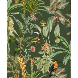 Xora Vliestapete, Grün, Kunststoff, Papier, Blätter, 52x1005 cm, Made in Europe, Tapeten & Wandverkleidungen, Vliestapeten