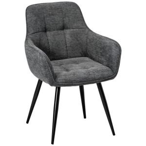 Mid.you Armlehnstuhl, Grau, Metall, Textil, konisch, 55x84x61 cm, Esszimmer, Stühle, Esszimmerstühle, Armlehnenstühle