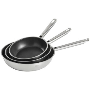 Rösle Pfannenset Elegance, Schwarz, Edelstahl, Metall, backofengeeignet, antihaftbeschichtet, geschmacksneutral, Kochen, Pfannen, Pfannensets