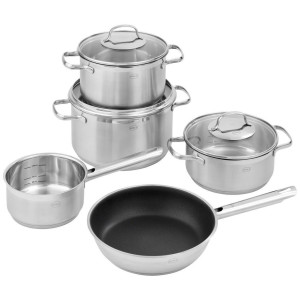 Rösle Kochtopfset Elegance, Edelstahl, Metall, 5-teilig, 20 cm,24 cm,16 cm, 33.5x23x57 cm, backofengeeignet, Kochen, Töpfe, Topfsets