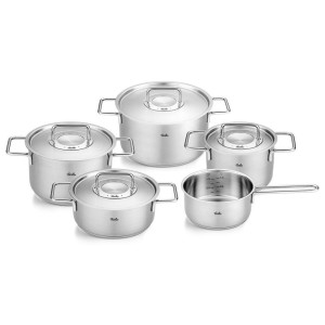 Fissler Kochtopfset Pure, Silber, Metall, 5-teilig, 16 cm,20 cm,16 cm, Made in Germany, Kochen, Töpfe, Topfsets