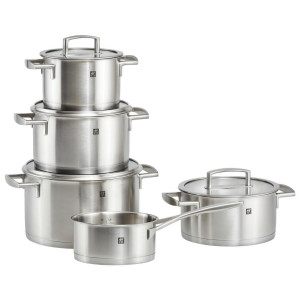 Zwilling Kochtopfset Vitality, Edelstahl, Metall, 5-teilig, 16 cm,20 cm,16 cm, 2 L,3.5 L,6 L,3 L,1.5 L, Messskala, hitzebeständige Griffe, breiter
