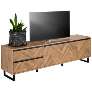 Hom´in Hom`in Tv-Element, Schwarz, Eiche, Metall, 2 Schublade(n) Schubladen, 186.4x53.8x42 cm, Wohnzimmer, TV Möbel, TV-Racks