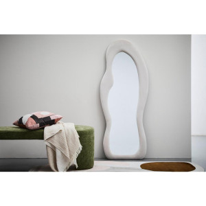 Mid.you Wandspiegel, Beige, Glas, Textil, Holzwerkstoff, oval, 65x159x4.5 cm, Ganzkörperspiegel, Spiegel, Wandspiegel