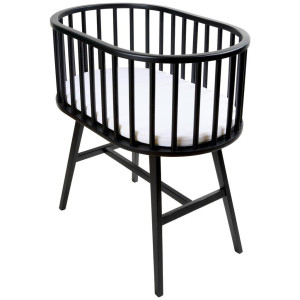 Jimmylee Beistellbett, Schwarz, Holz, Holzwerkstoff, Buche, Kautschukholz, vollmassiv, Sperrholz, 52x88x83 cm, Babymöbel, Babybetten, Beistellbetten