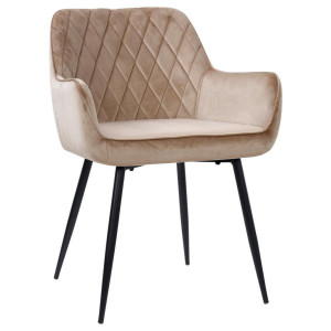 Carryhome Armlehnstuhl, Schwarz, Beige, Metall, Textil, Rundrohr, 56x79x58 cm, Bsci, inklusive Armlehnen, Esszimmer, Stühle, Esszimmerstühle,
