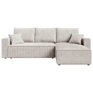 Carryhome Ecksofa, Natur, Kunststoff, 3-Sitzer, Füllung: Schaumstoffflocken,Schaumstoffflocken, Ottomane rechts, seitenverkehrt montierbar, L-Form,