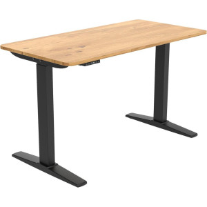 Carryhome Schreibtisch, Eiche Artisan, Metall, Kunststoff, Holzwerkstoff, rechteckig, Säule, Kufe, 60x71-116x120 cm, höhenverstellbar, Arbeitszimmer,