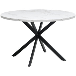 Mid.you Esstisch, Schwarz, Weiß, Metall, Holzwerkstoff, rund, Flachrohr, 120x75x120 cm, Bsci, Esszimmer, Tische, Esstische, Esstische rund