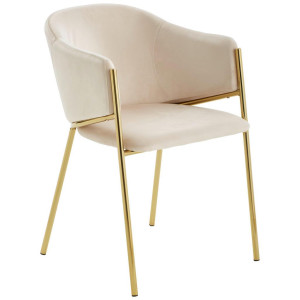 Livetastic Armlehnstuhl, Taupe, Gold, Holz, Metall, Textil, Pappel, Sperrholz, Rundrohr, 53x77x60 cm, Esszimmer, Stühle, Esszimmerstühle,
