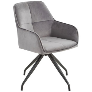 Livetastic Armlehnstuhl, Grau, Schwarz, Holz, Metall, Textil, Pappel, Sperrholz, Drehkreuz, 57x83.5x60 cm, Sitzfläche 360° drehbar, Esszimmer, Stühle,