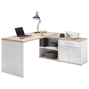 Mid.you Eckschreibtisch, Weiß, Eiche, Holzwerkstoff, 1 Schublade(n) Schubladen, rechteckig, Wange, 130x76x177 cm, Arbeitszimmer, Schreibtische,