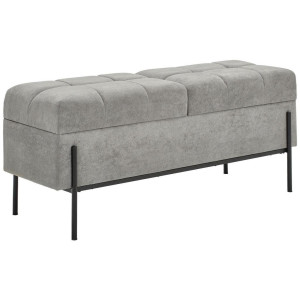 Xora Hockerbank, Grau, Schwarz, Metall, Textil, 2-Sitzer, 121x47x41 cm, Truhe im Sitz, Esszimmer, Bänke, Sitzbänke