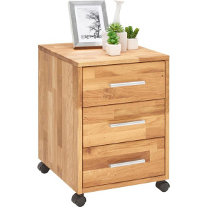 Linea Natura Rollcontainer, Wildeiche, Holz, Wildeiche, massiv, 3 Schublade(n) Schubladen, 40x56.7x42 cm, Beimöbel erhältlich, Holzmöbel, Kleinmöbel