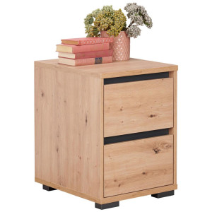 Carryhome Nachtschrank, Anthrazit, Eiche, Kunststoff, 2 Schublade(n) Schubladen, 40x55x48 cm, Schlafzimmer, Nachttische