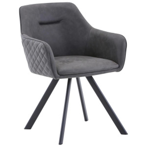 Hom´in Hom`in Armlehnstuhl, Schwarz, Graubraun, Metall, Textil, eckig, 59x80x61.5 cm, Stoffauswahl, Sitzfläche 180° drehbar, Esszimmer, Stühle,
