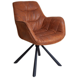 Hom´in Hom`in Armlehnstuhl, Braun, Schwarz, Textil, Drehkreuz, 62x83.5x63 cm, Sitzfläche 360° drehbar, inklusive Armlehnen, Esszimmer, Stühle,