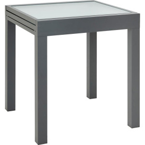 Ambia Garden Gartentisch, Anthrazit, Metall, Glas, quadratisch, eckig, 70x75x70-140 cm, ausziehbar, Gartenmöbel, Gartentische, Gartentische ausziehbar