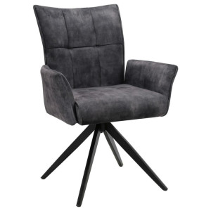 Hom´in Hom`in Armlehnstuhl, Dunkelgrau, Metall, Textil, Drehkreuz, 62x92x66 cm, Bsci, Stoffauswahl, Sitzfläche 360° drehbar, inklusive Armlehnen,