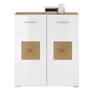 Mid.you Kommode, Eiche Artisan, Weiß Hochglanz, Kunststoff, 1 Fächer, 80x92x40 cm, Wohnzimmer, Kommoden & Sideboards, Kommoden