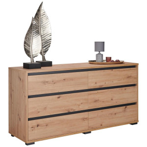 Carryhome Sideboard, Anthrazit, Eiche, Kunststoff, 6 Schublade(n) Schubladen, 160x79x48 cm, Beimöbel erhältlich, Wohnzimmer, Kommoden & Sideboards,