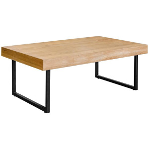 Mid.you Couchtisch, Schwarz, Eiche, Holz, Metall, Holzwerkstoff, Eiche, furniert, rechteckig, U-Form, 65x42.5x110 cm, Wohnzimmer, Wohnzimmertische,
