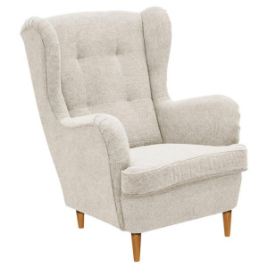Carryhome Ohrensessel, Creme, Eiche Wotan, Holz, Buche, massiv, 78x102x98 cm, Stoffauswahl, Wohnzimmer, Sessel, Ohrensessel