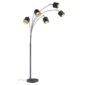 Bogenleuchte, Schwarz, Textil, 200 cm, verstellbare Spotlights, Fußschalter, Lampen & Leuchten, Innenbeleuchtung, Leuchten nach Räumen,