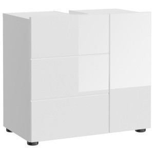 Mid.you Waschbeckenunterschrank, Weiß Hochglanz, Holzwerkstoff, 1 Fächer, 60x57x34 cm, stehend, Badezimmer, Badezimmerschränke,