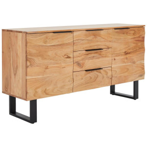 Livetastic Sideboard, Schwarz, Akazie, Holz, Metall, Akazie, Holz, 2 Fächer, 3 Schublade(n) Schubladen, 145x76x40 cm, Holzmöbel, Kleinmöbel Holz,