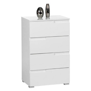 Carryhome Kommode Spice, Weiß, Weiß Hochglanz, Kunststoff, 4 Schublade(n) Schubladen, 50x80x40 cm, Beimöbel erhältlich, Wohnzimmer, Kommoden &