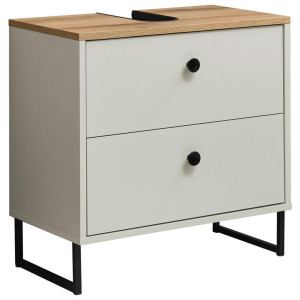 Mid.you Waschbeckenunterschrank, Eiche, Kaschmir, Metall, 2 Schublade(n) Schubladen, 60x60x35 cm, stehend, Badezimmer, Badezimmerschränke,