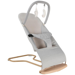 Jimmylee Schaukelwippe Woody, Hellgrau, Textil, 67x39x40 cm, SGS-geprüft, Bezug abnehmbar, waschbar, zusammenklappbar, Babymöbel, Babywippe