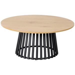 Boxxx Couchtisch, Schwarz, Eiche, Metall, Holzwerkstoff, rund, Säule, rund, 80x40x80 cm, Bsci, Wohnzimmer, Wohnzimmertische, Couchtische, Couchtische