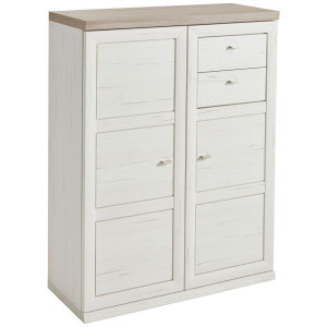 Hom´in Hom`in Highboard, Grau, Weiß, Holzwerkstoff, 3 Fächer, 2 Schublade(n) Schubladen, 100.8x131.6x43 cm, Beimöbel erhältlich, stehend, Wohnzimmer,