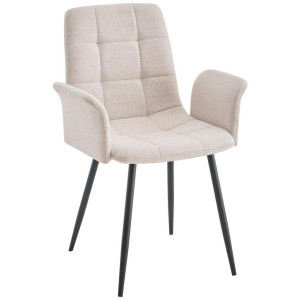 Stylife Armlehnstuhl, Beige, Metall, Textil, konisch, 61x87x55 cm, Esszimmer, Stühle, Esszimmerstühle, Armlehnenstühle