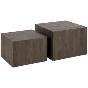 Couchtischset, Dunkelbraun, Holzwerkstoff, 2-teilig, quadratisch, 58x40x50 cm, Wohnzimmer, Wohnzimmertische, Satztische