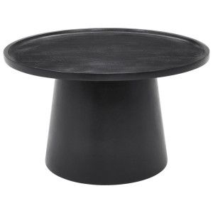 Carryhome Couchtisch, Schwarz, Holz, Akazie, vollmassiv, Holz, rund, konisch, Säule, 66x38x66 cm, Wohnzimmer, Wohnzimmertische, Couchtische