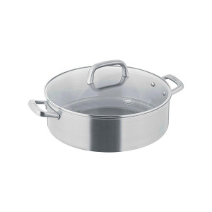 Berndes Servierpfanne Tricion Resist B.nature, poliert, Metall, 5.5 L, rund, hitzebeständige Griffe, backofengeeignet, PTFE-frei, Kochen, Pfannen,